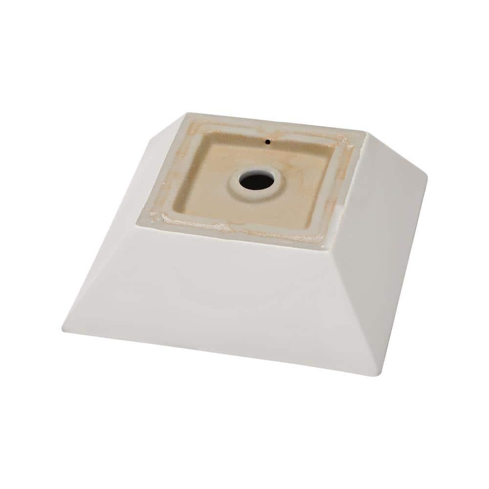 Logmey 16" L x 16" W White Ceramic Vessel Sink Square Above Counter Bathroom Sink Bathroom Vessel Sink LMP18002-1