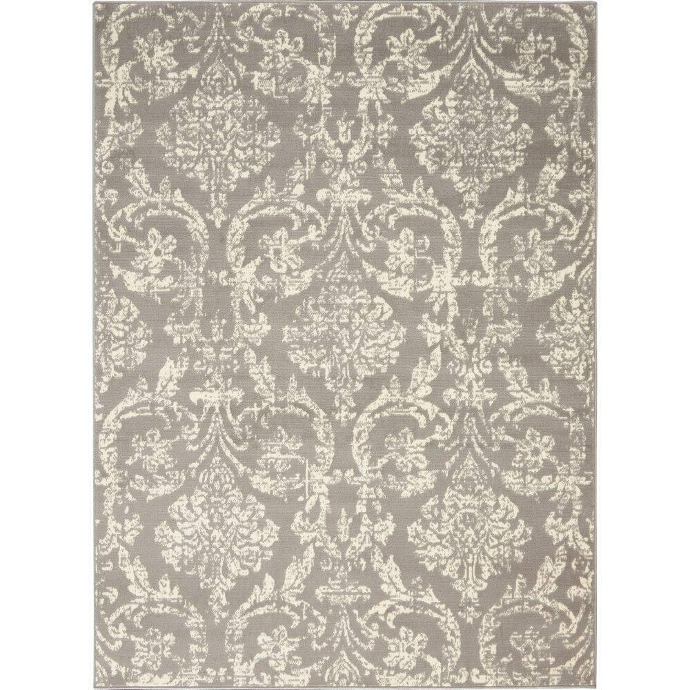 Nourison Jubilant 6' x 9' Grey Area Rug Farmhouse Vintage Damask by Nourison