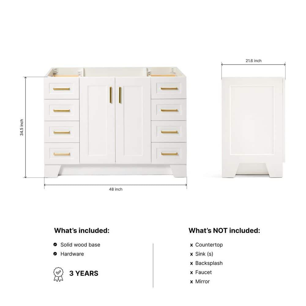 Ariel Q048s-Bc Taylor 48" Free Standing Hardwood Single Vanity Cabinet Only - White