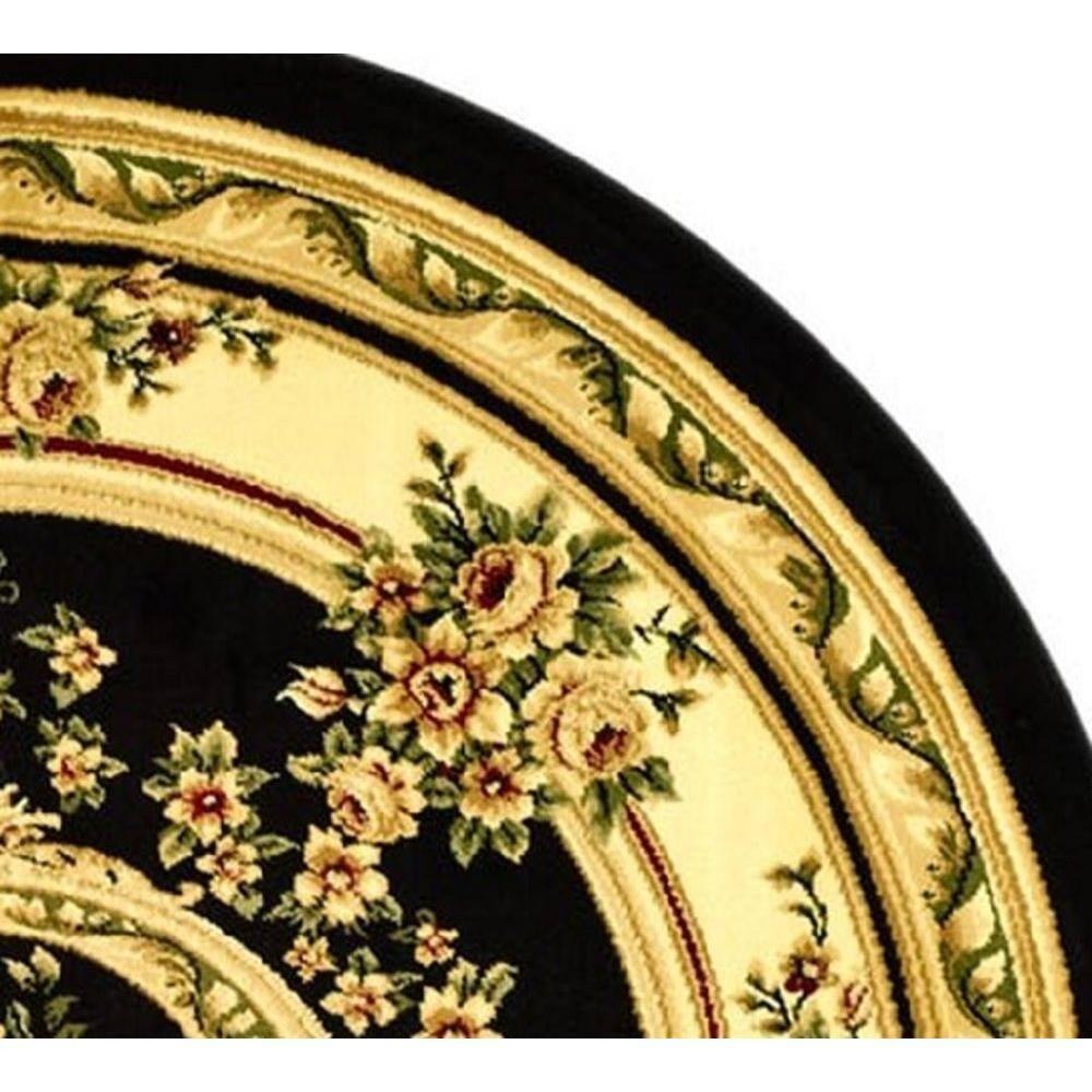 Lyndhurst LNH218 Power Loomed Area Rug - Black/Ivory - 8' Round - Safavieh