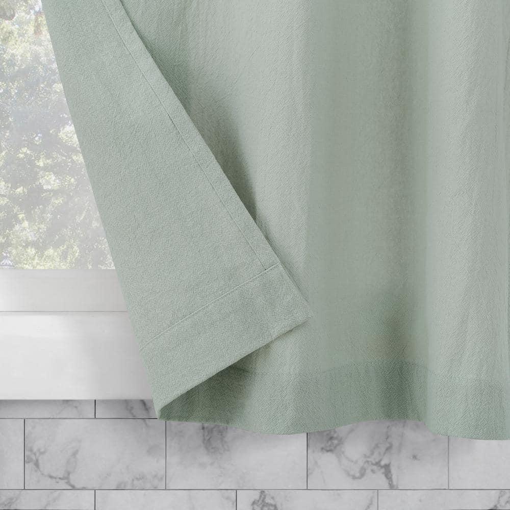 2pc 52"x45" Archaeo Washed Cotton Twist Tab Cafe Curtain Tier Pair Seafoam Green: Kitchen Curtains 45 Inches Long