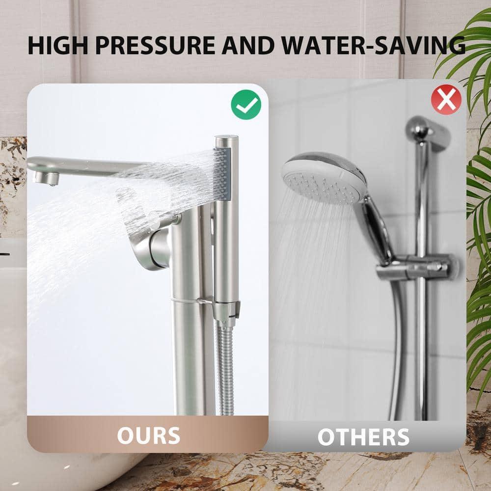 CASAINC KCLT0054-BN Single Handle Freestanding Bathtub Faucet with Diverter and Handshower