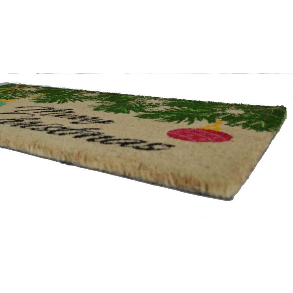 PVC Backed Merry Christmas, 30"x18"x0.5", Natural Coconut Husk Coir Door Mat