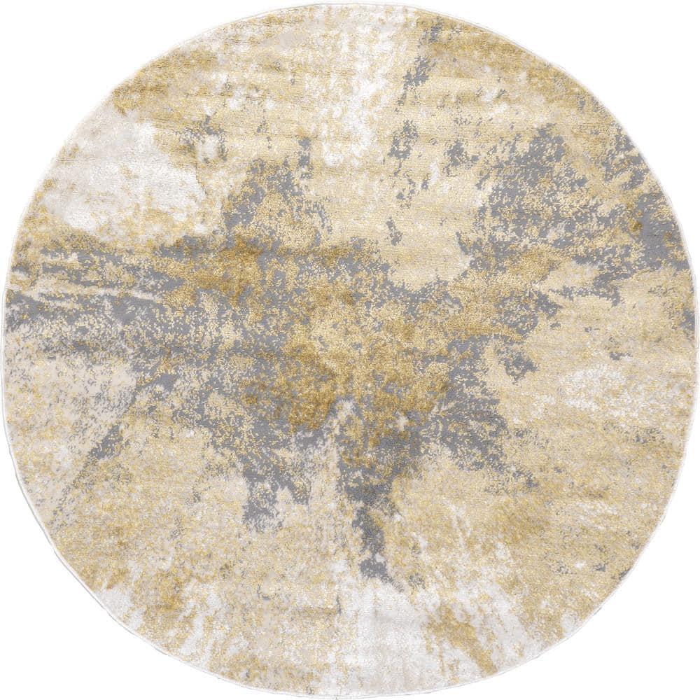 Nuloom Cyn Abstract 5 Round Indoor Area Rug for Living Room Bedroom Dining Room Kitchen, Gold/Ivory