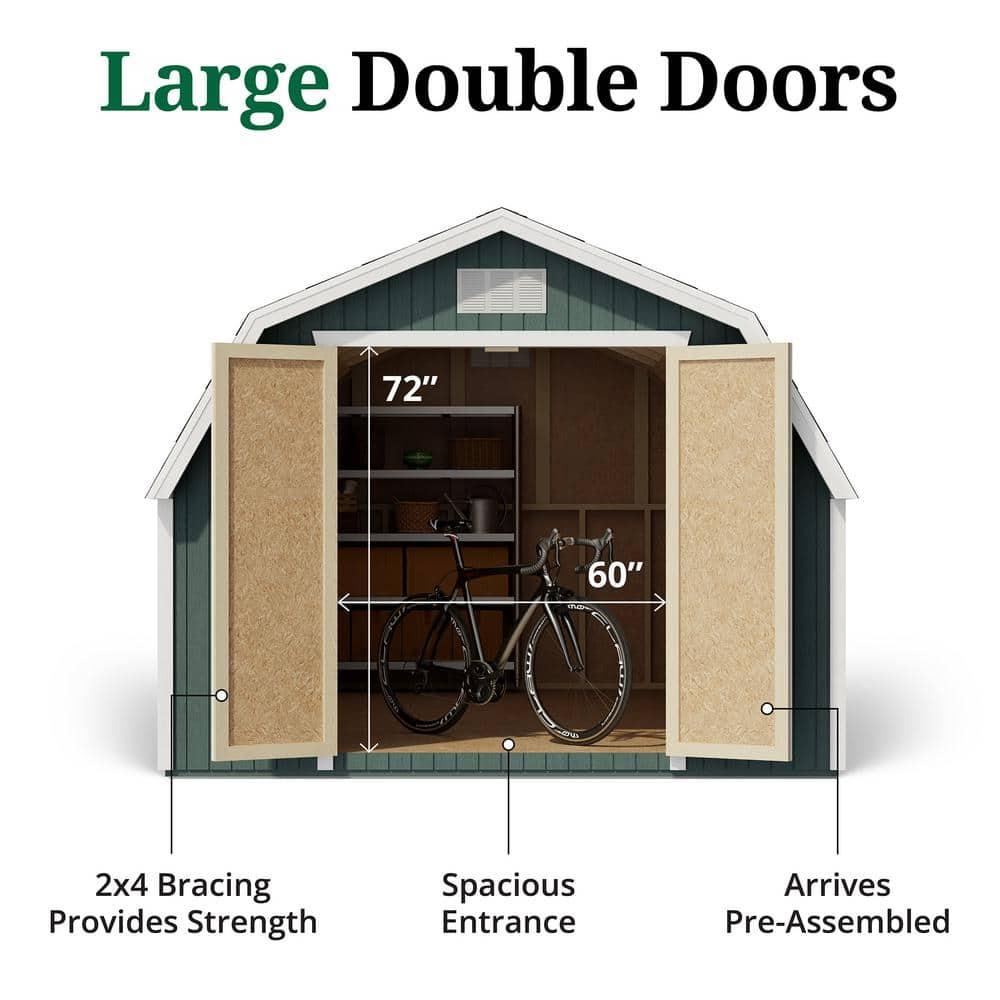 Little Cottage Co. 10x10 Classic Gambrel Barn with 4 ft. Sidewalls and Floor, Outdoor Wood Storage Shed Do-It-Yourself Precut Kit