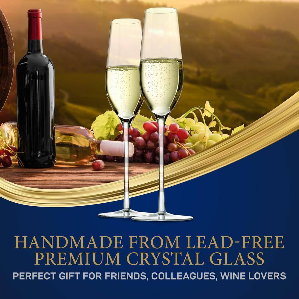NutriChef 2 Pcs. of Crystal Champagne Flutes - Ultra Clear, Elegant Champagne Glasses, Hand Blown