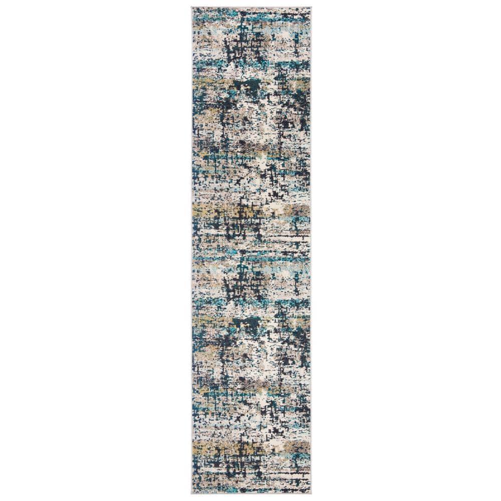 Madison MAD469 Power Loomed Indoor Runner Rug - Cream/Blue - 2'2"x6' - Safavieh