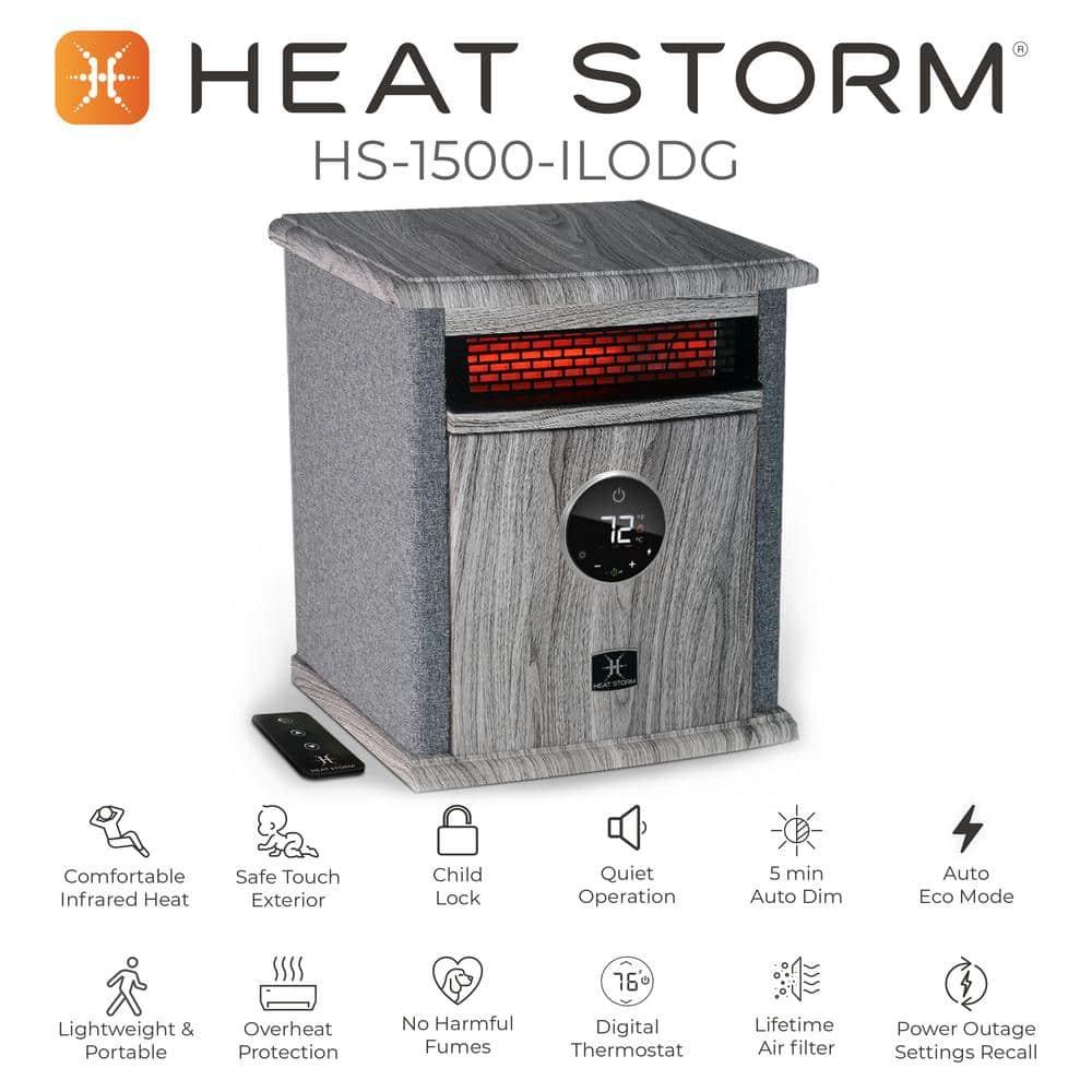 Heat Storm Heat Storm 1500 Watt 5200 BTU Electric High Efficiency Cabinet Space Heater with Adjustable Thermostat , Remote Included and with Digital Display
