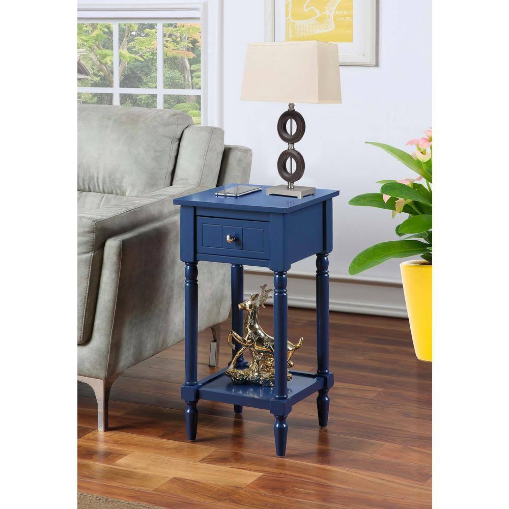 Convenience Concepts French Country Khloe 1 Drawer Accent Table with Shelf, Cobalt Blue