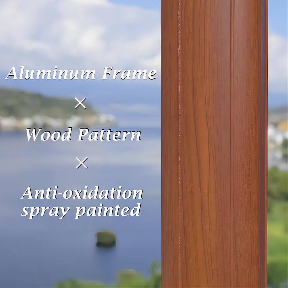 PURPLE LEAF 12FT Deluxe Square Wood Grain Patio Umbrella, Large Offset Cantilever Umbrella with 360° Rotation, Navy Blue