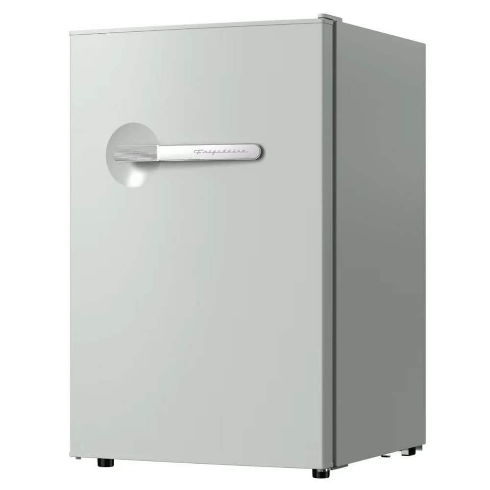 Frigidaire 4.5 cu. ft. retro compact fridge built-in side bottle opener W: 21.65" x L: 22.24" X H: 32.91" (Sage)