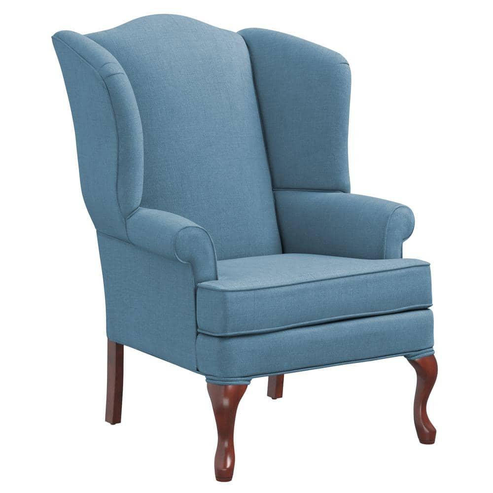 Comfort Pointe Erin Wing Back Accent Chair Blue: Handcrafted, Hardwood Frame, No Assembly Required