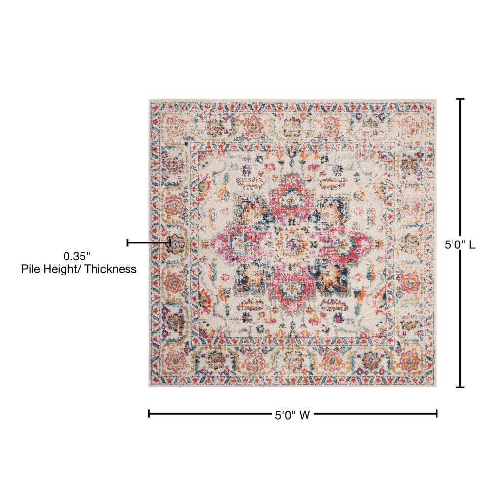 SAFAVIEH Madison Katina Traditional Area Rug, Fuchsia/Ivory, 5' x 5' Square