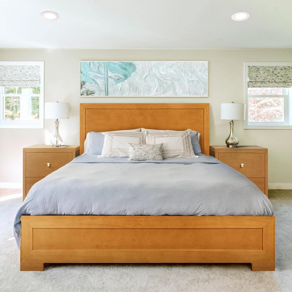 Camden Isle Oxford Platform Bed | Paneled Headboard | Low Profile | King, Oak