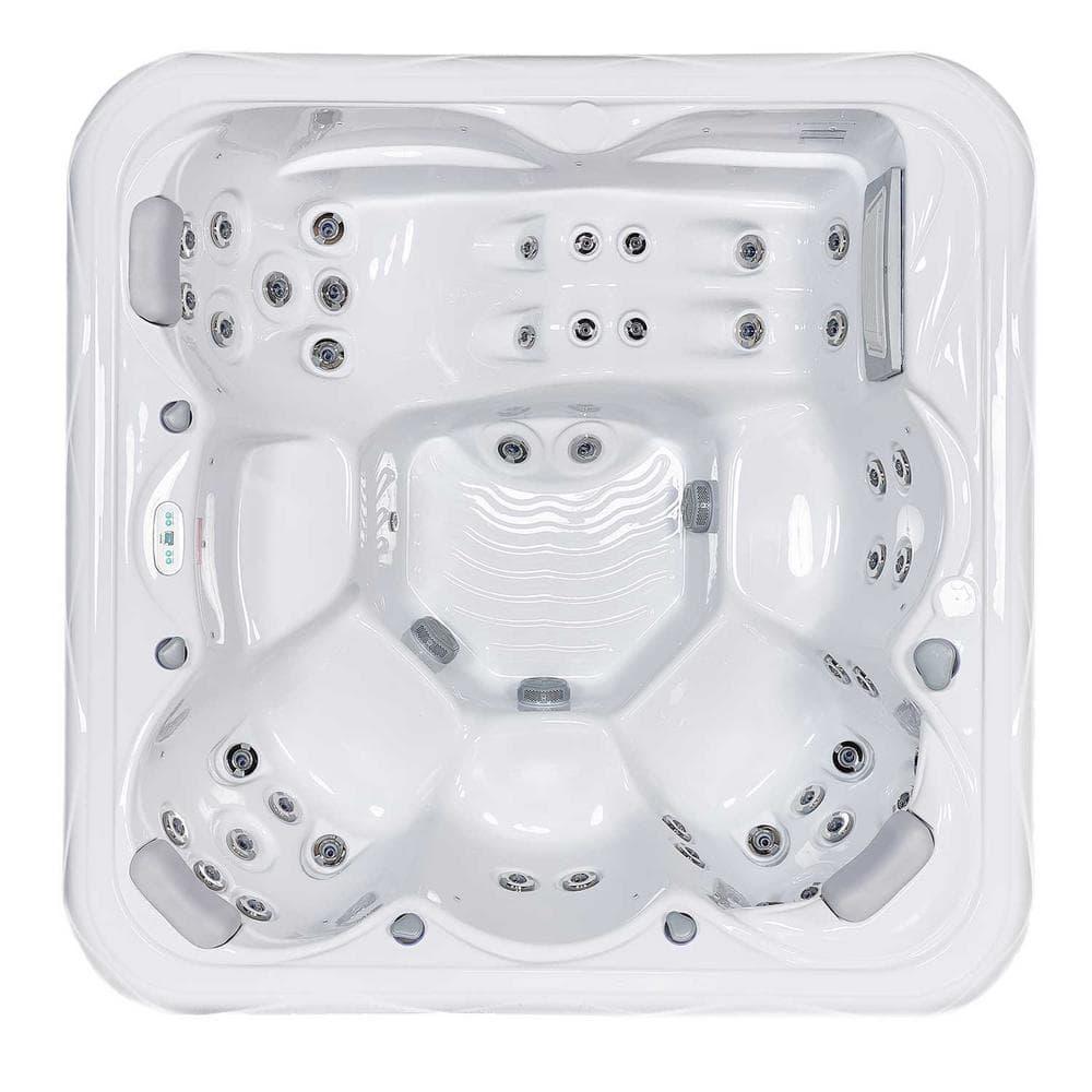 Buenospa New York 6 - Person 49 - Jet Acrylic Square Hot Tub with Ozonator and Cover in White