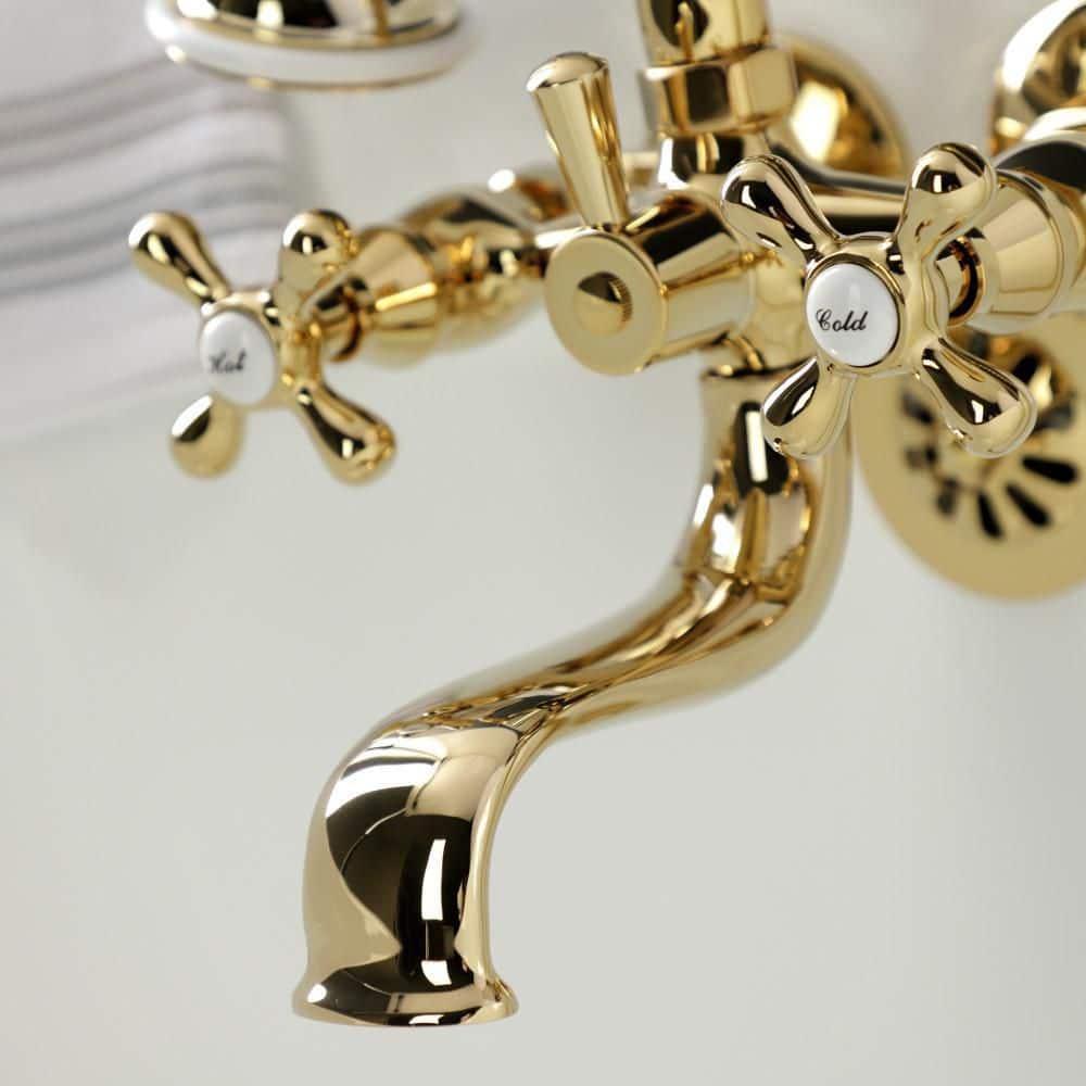 Kingston Brass Kingston Brass Kingston Three-Handle 2-Hole Tub Wall Mount Clawfoot Tub Faucet with Handshower KS225ORB