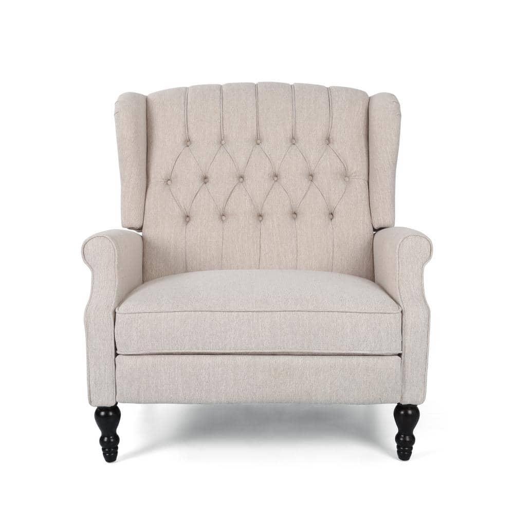 Noble House Barnsfield Oversized Tufted Push Back Recliner, Beige