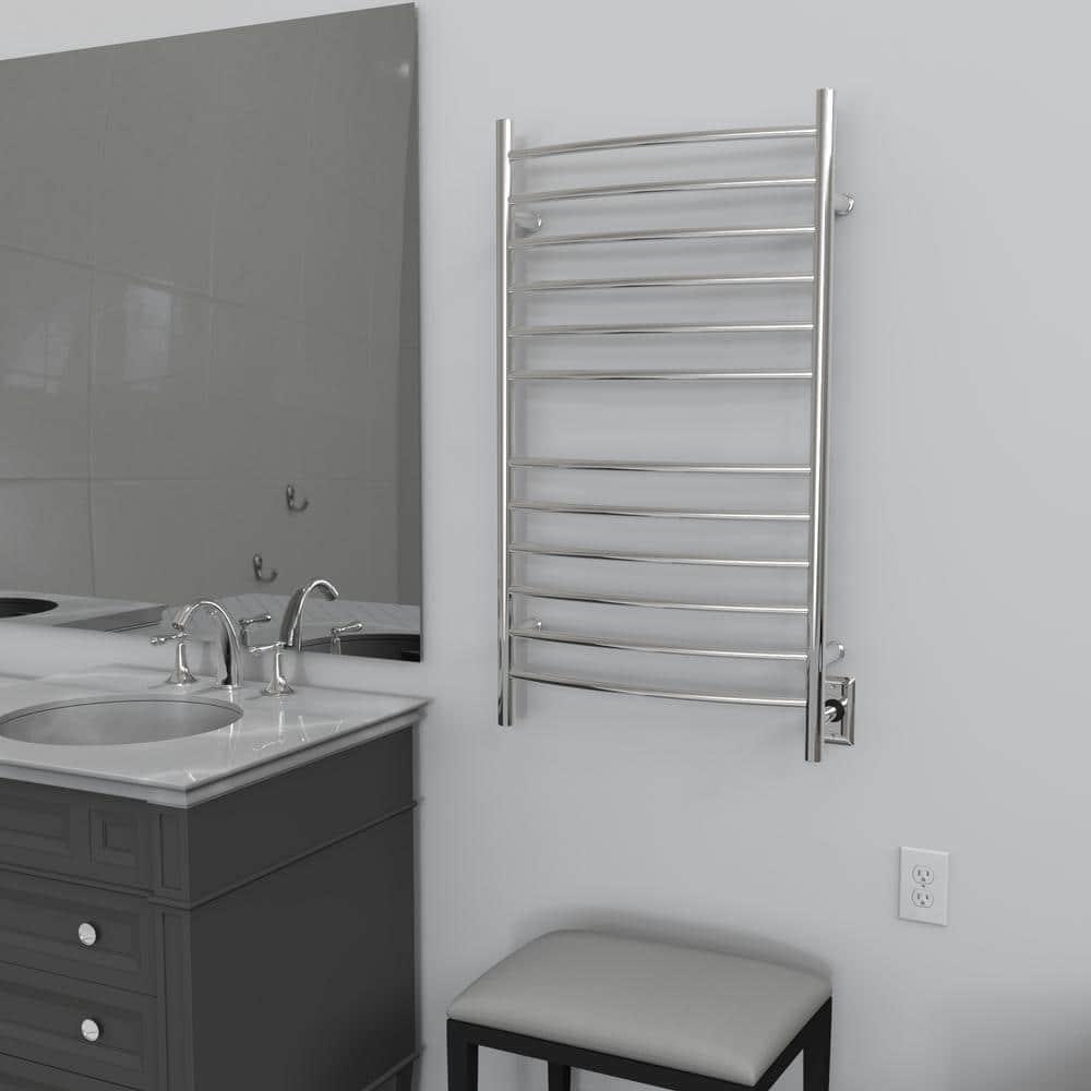 Radiant Large Curved Towel Warmer Hybrid Hardwired or Plug in