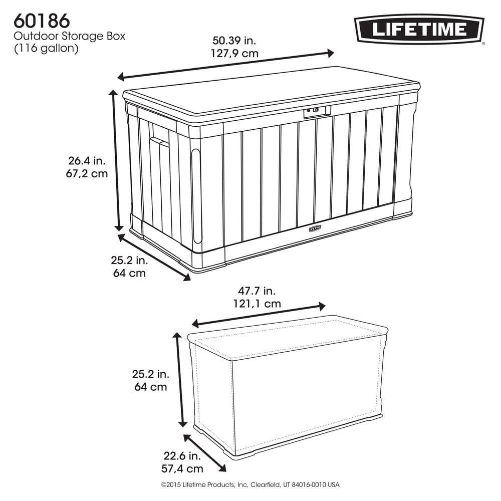 Lifetime Lifetime 50.3'' W 116 Gallons Water Resistant Polyethylene Plastic Lockable Deck Box in Tan