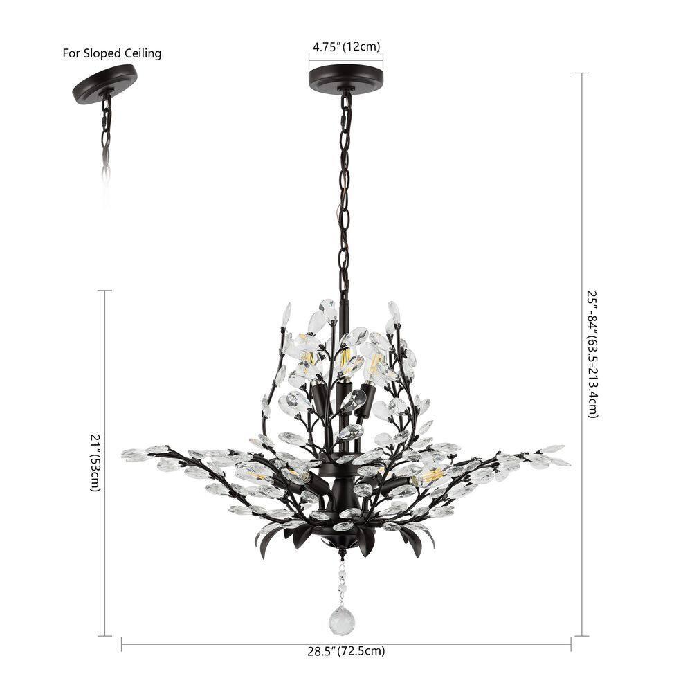 28.5" 7-Light Diantha Contemporary Bohemian Iron/Acrylic LED Pendant Oil Rubbed Bronze/Clear - JONATHAN Y: ETL Listed, Adjustable Height