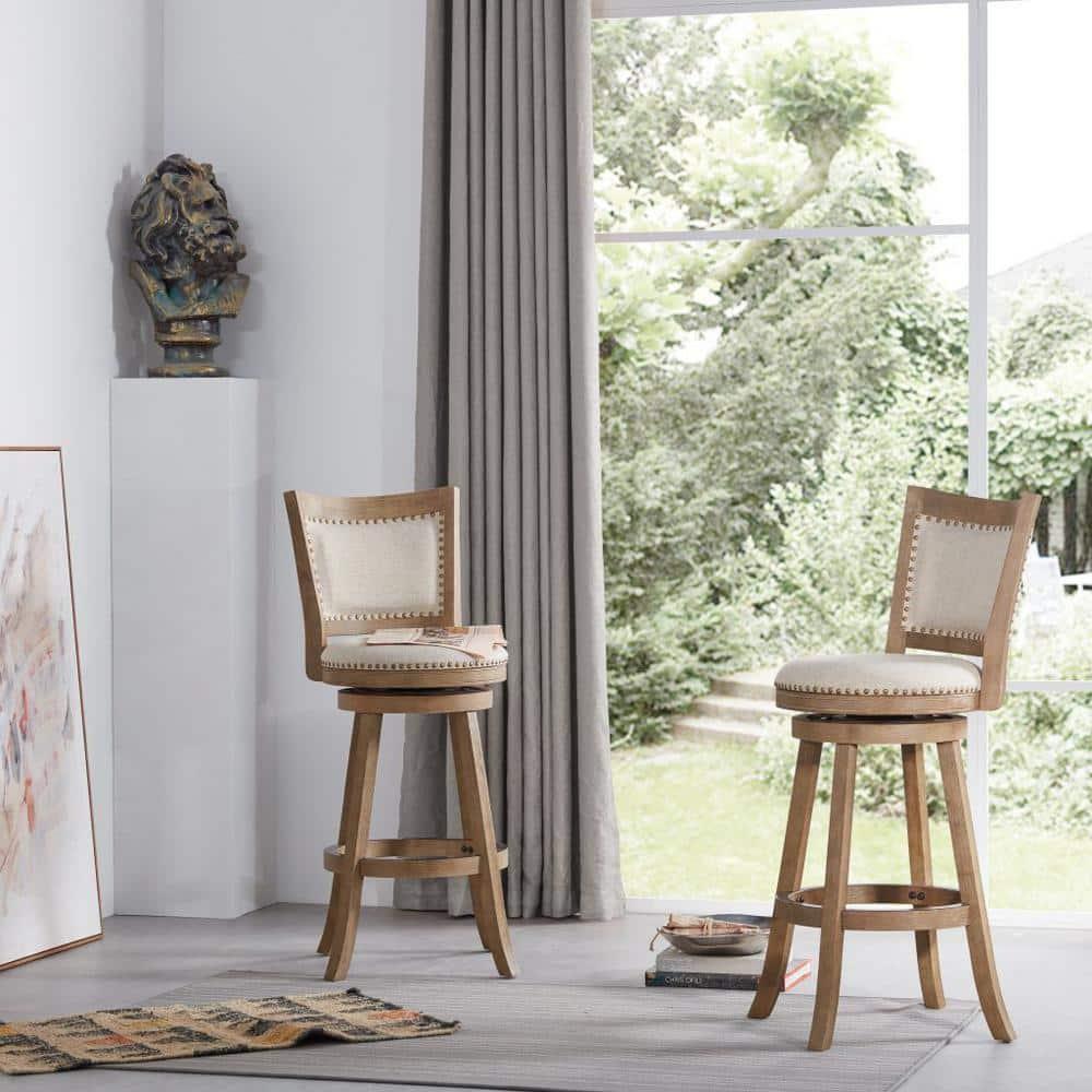 Dovecove Falken Swivel Upholstered Counter Stool with Solid Wood Frame