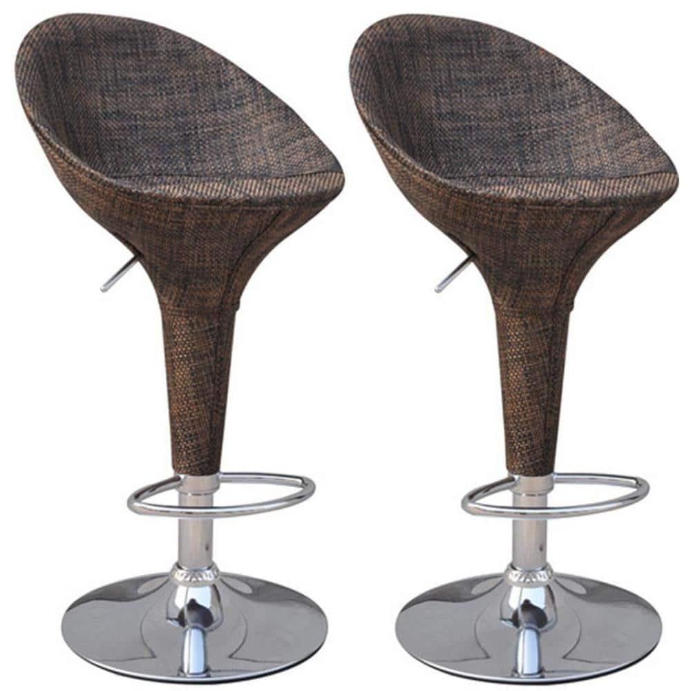 Orren Ellis Galeton Swivel Upholstered Adjustable Height Counter Stool with Metal Frame (Set of 2)
