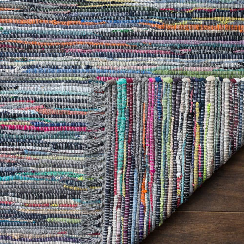 Rag Rug RAR121 Hand Woven Indoor Accent Rug - Aqua/Multi - 2'x3' - Safavieh.