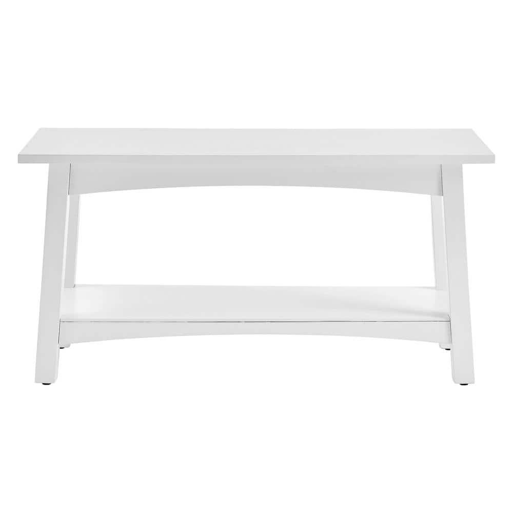 Alaterre Furniture Craftsbury 36 in. Sturdy Pine Wood Entryway Bench, 2-Person Bench Open Design Accent Furniture, White