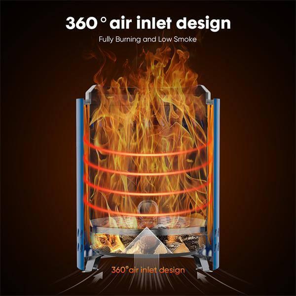 Compact Blue Stainless Steel Tabletop Fire Pit