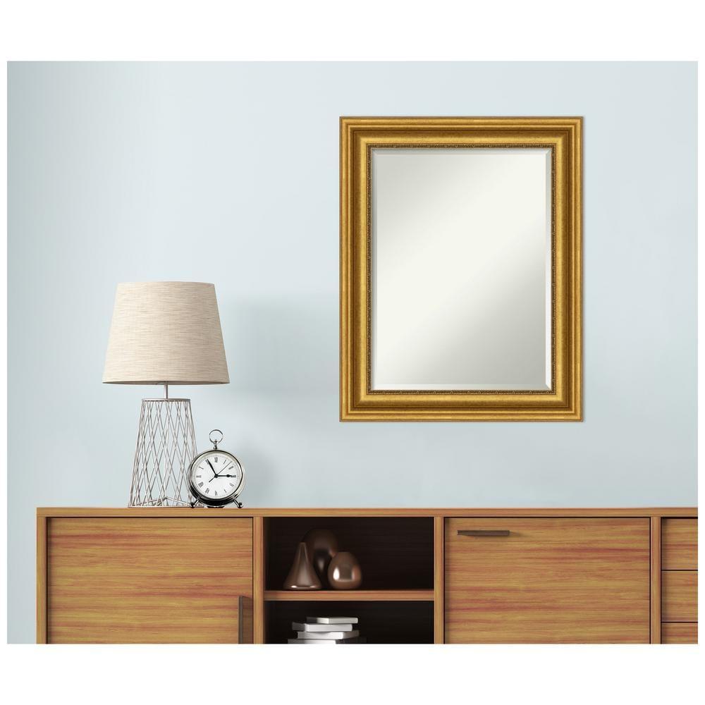 Amanti Art Parlor 23.75-in x 29.75-in Framed Rectangle Bathroom Vanity Mirror ( Antique Gold )