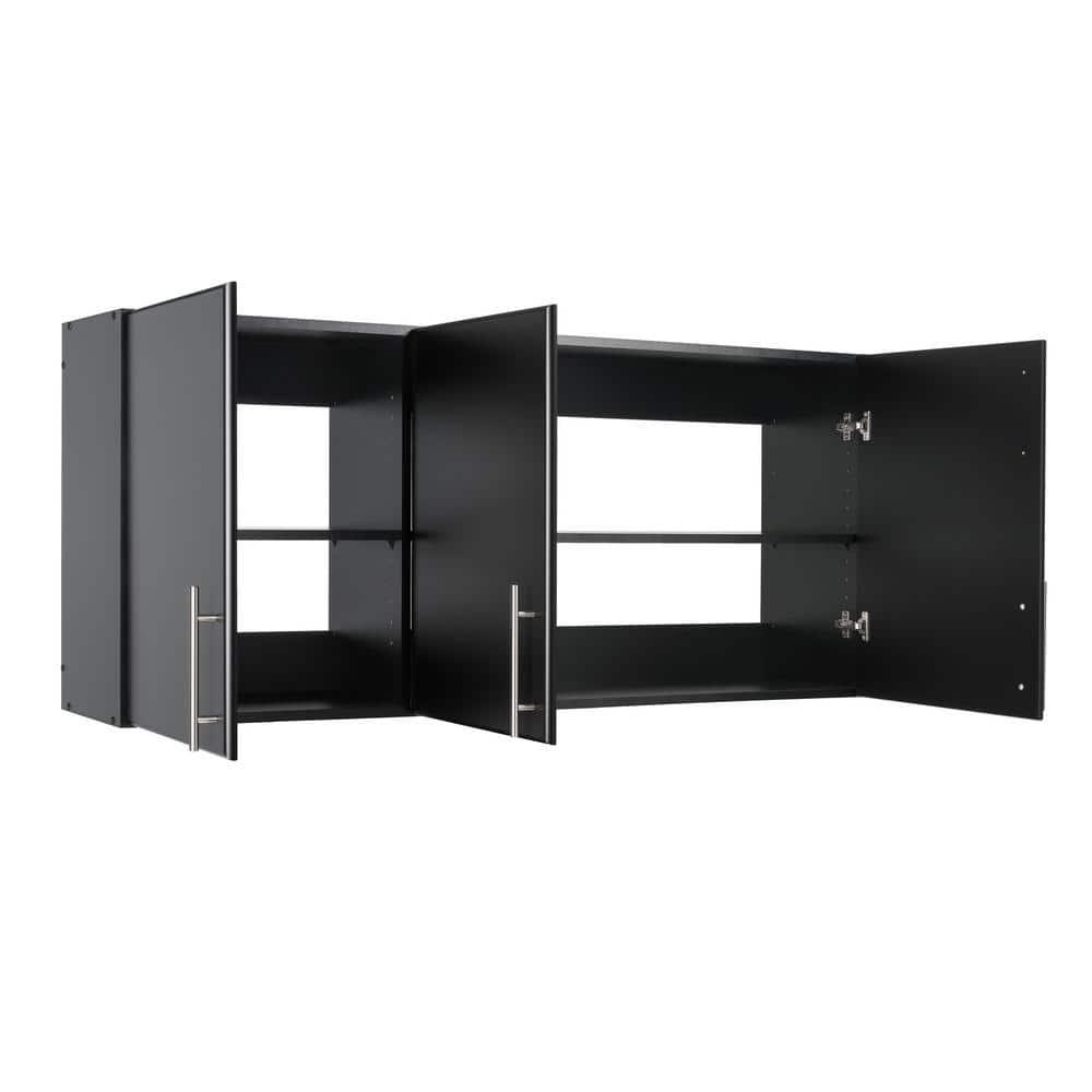 54" Elite Wall Cabinet Black - Prepac: Modern Laminated Storage, HangUps Collection, 2 Adjustable Shelves