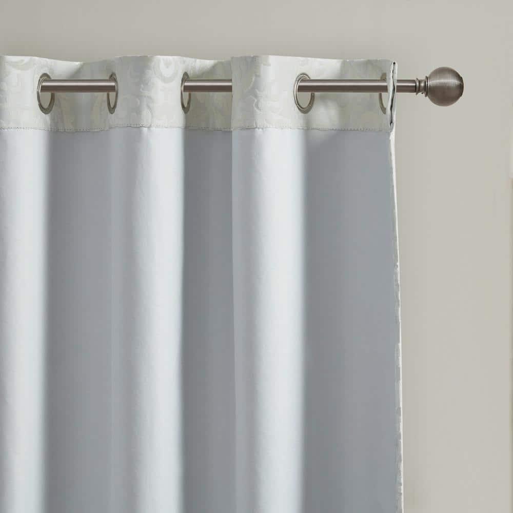 Madison Park Amelia Knitted Jacquard Paisley Total Blackout Grommet Top Single Curtain Panel