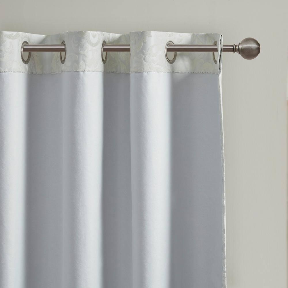Amelia Knitted Jacquard Paisley Total Blackout Grommet Top Curtain Panel