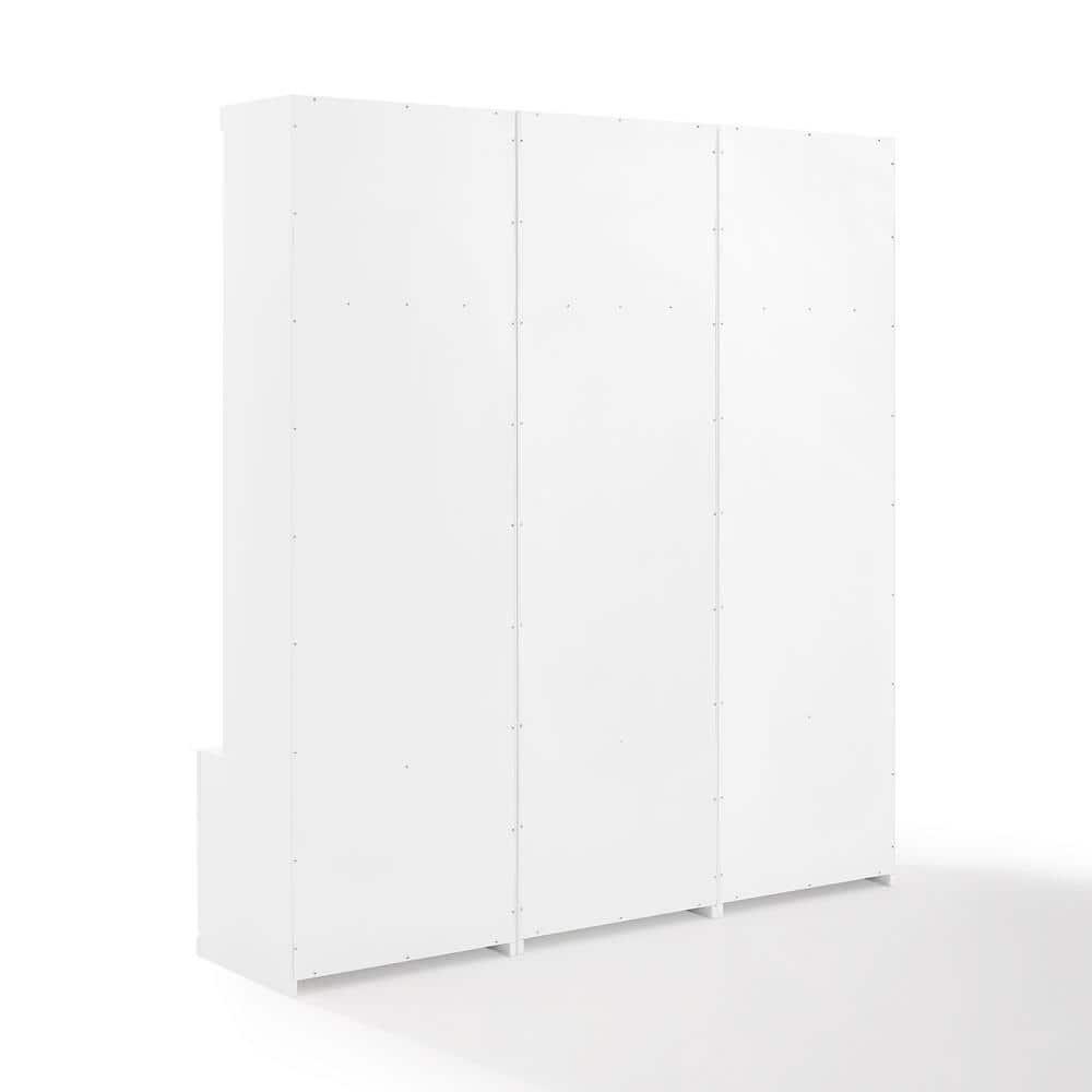 3pc Harper Entryway Hall Trees White - Crosley: Modern Farmhouse Organizer with 12 Hooks, Wood Veneer Finish