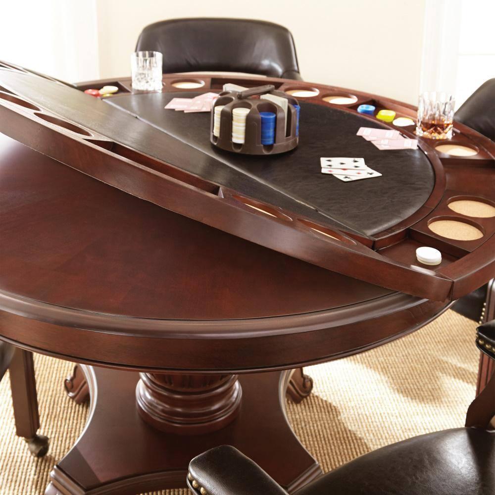 Tournament Black Top Poker Game Table in Cherry Finish