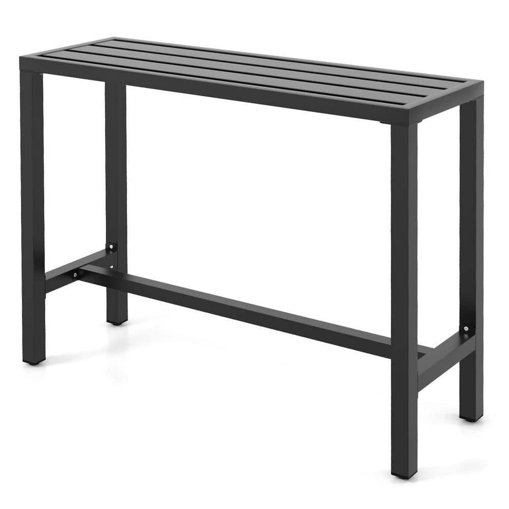Costway Outdoor Metal Bar Table 48'' Patio Rectangular Counter Height Dining Table Black