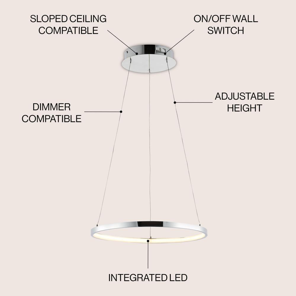 Bradley 15.75 in. 1-Light Integrated LED Chrome Modern Contemporary Metal Round Pendant