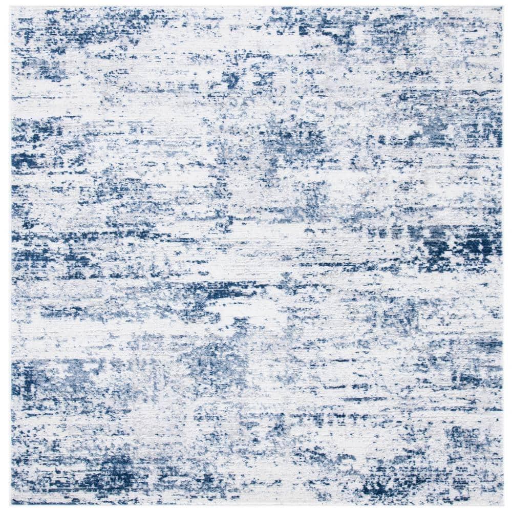 Amelia ALA700 Power Loomed Area Rug - Ivory/Navy - 6'7"x6'7" - Safavieh.