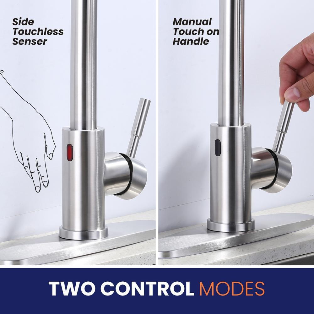 ARCORA Stainless SteelSingle Handle Pull-Down Sprayer Kitchen Faucet Set with Touchless Sensor