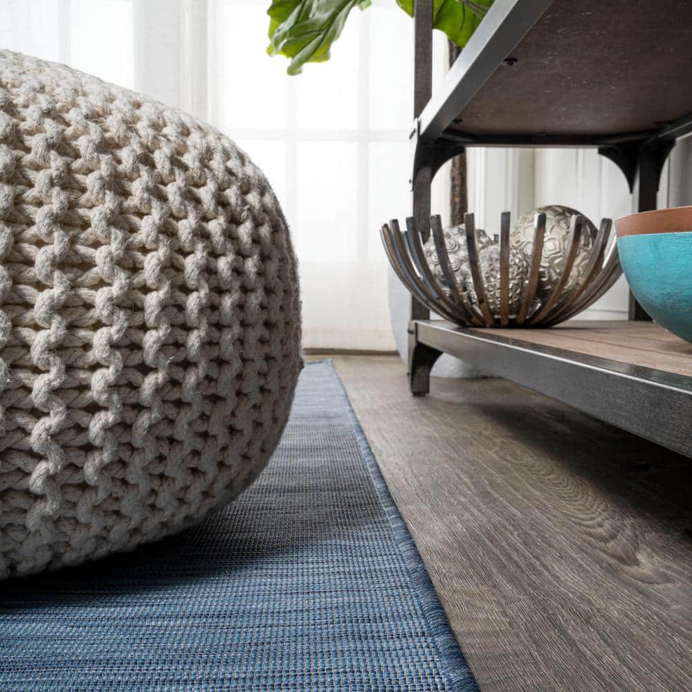 9'x12' Ethan Modern Flatweave Solid  Area Rug, Blue - JONATHAN Y