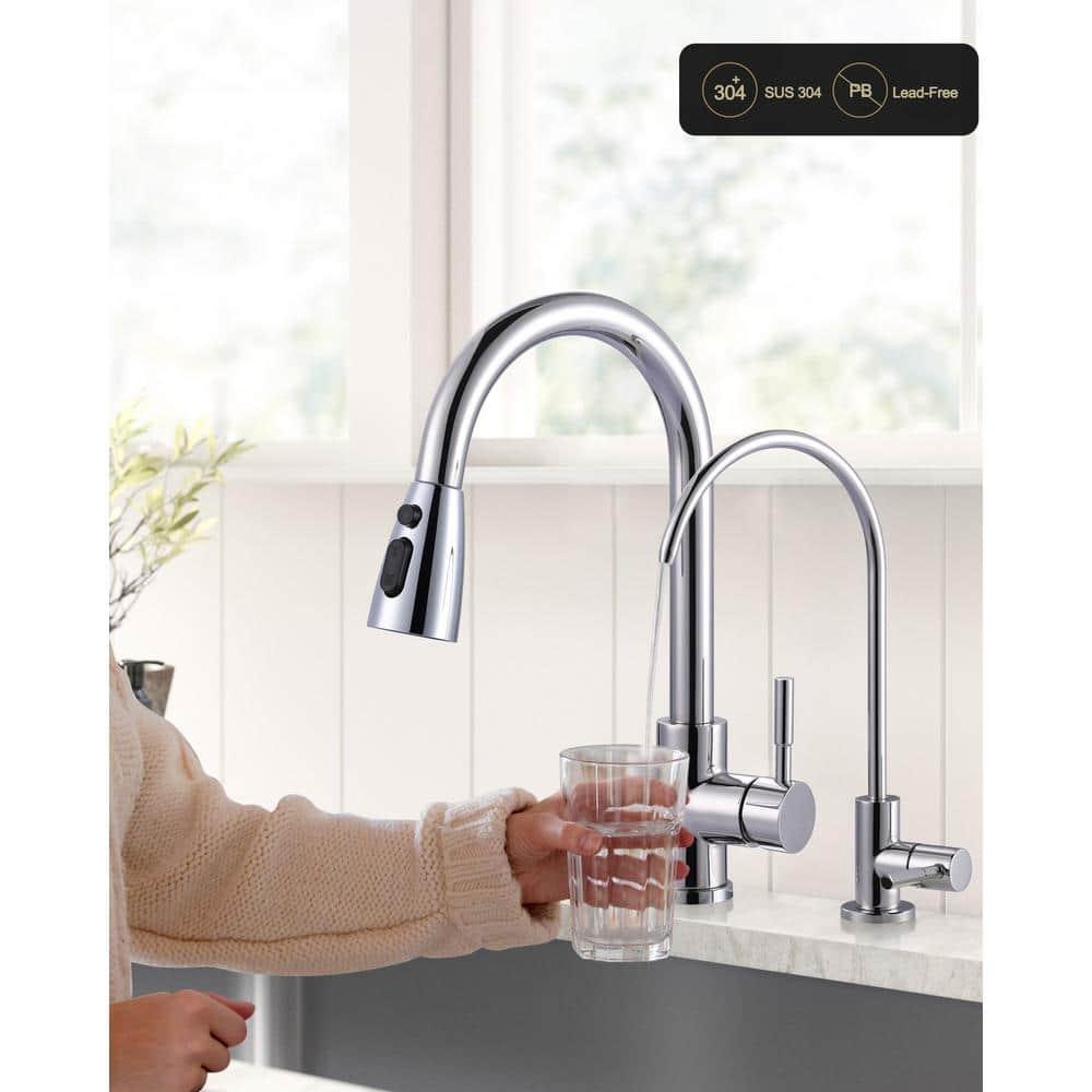 ARCORA ARCORA Stainless Steel Pull-Down Kitchen Faucet and Water Filter Faucet Combo AR7100301C-L