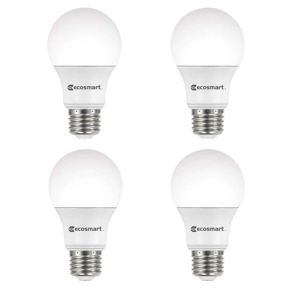 EcoSmart 100-Watt Equivalent A19 Non-Dimmable LED Light Bulb Daylight (4-Pack)