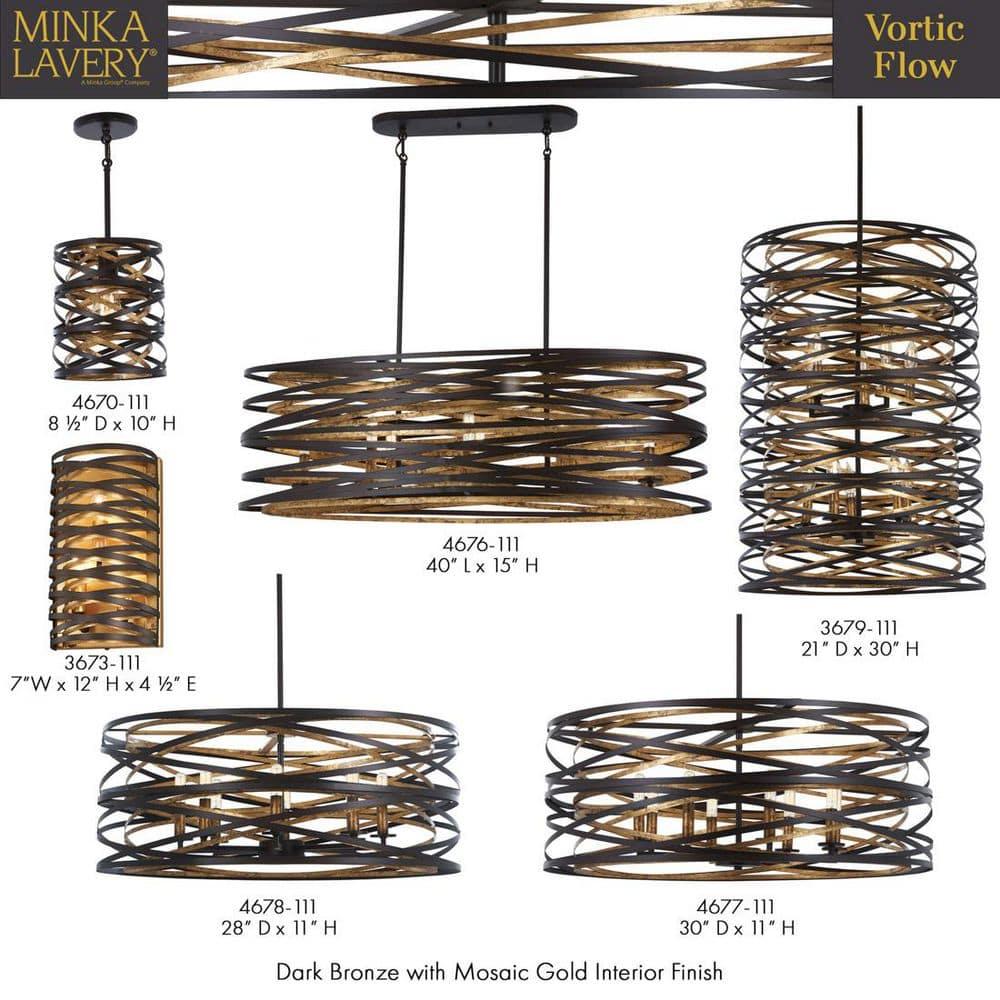 Minka Lavery Vortic Flow 20" Wide Dark Bronze and Mosaic Gold 5-Light Pendant