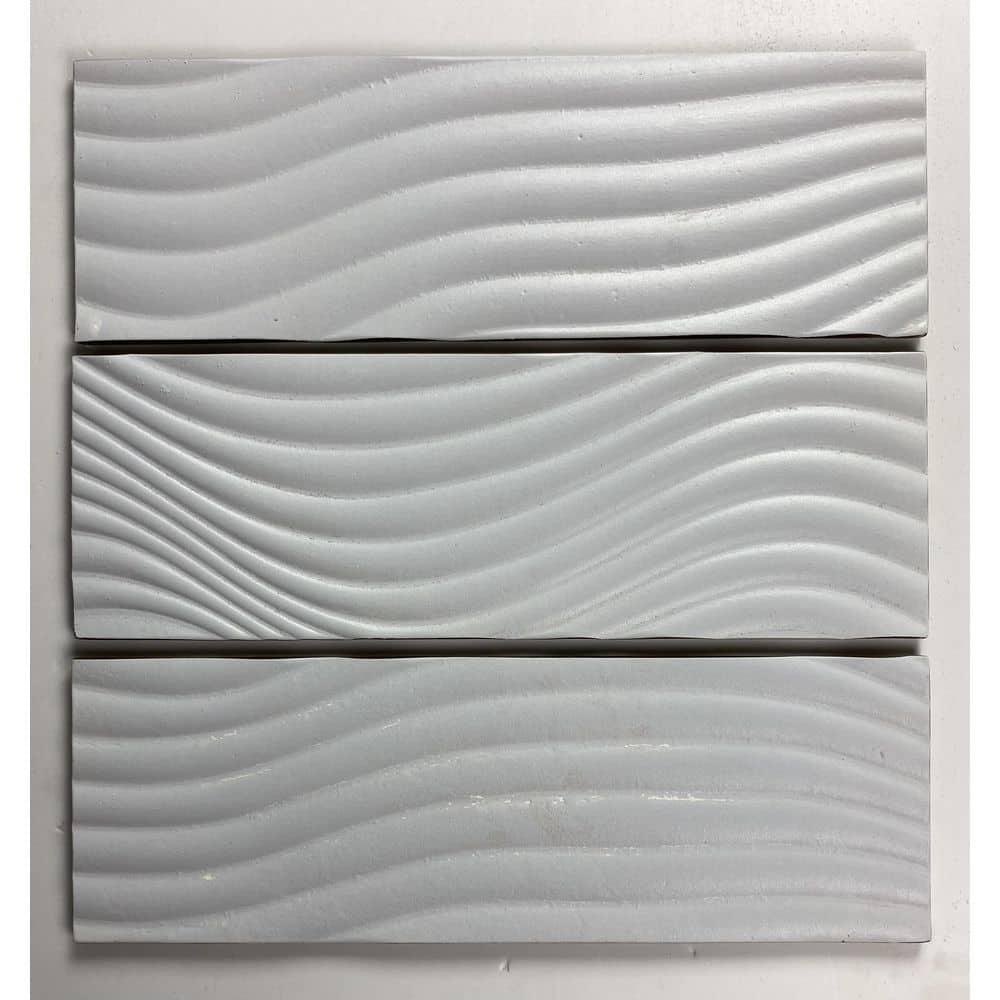 Abolos Pacific 4 in. x 12 in. Textured Glass Straight Edge Subway Decorative Kitchen & Bathroom Wall Tile