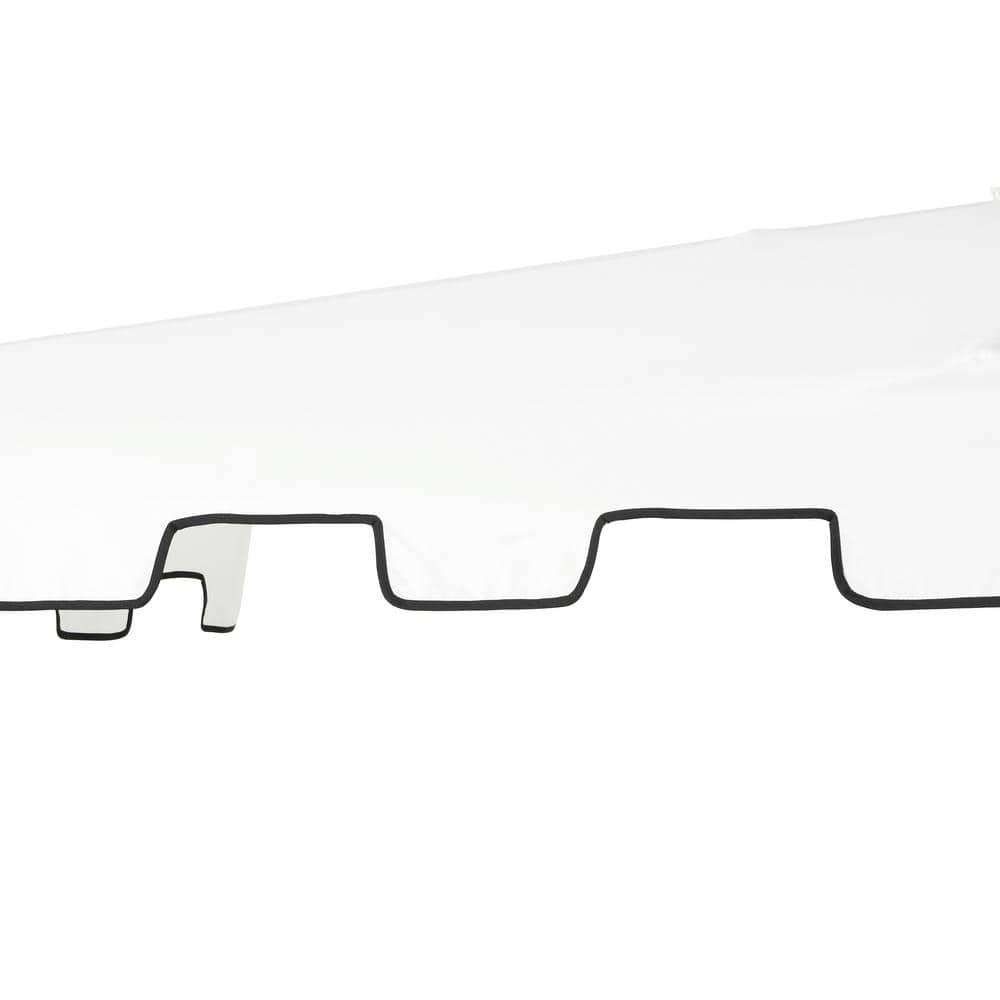 JONATHAN Y Sidney 9 ft. Classic MidCentury Rectangular Half Market Patio Umbrella with Crank, Wind Vent and UV Protection in White/Black