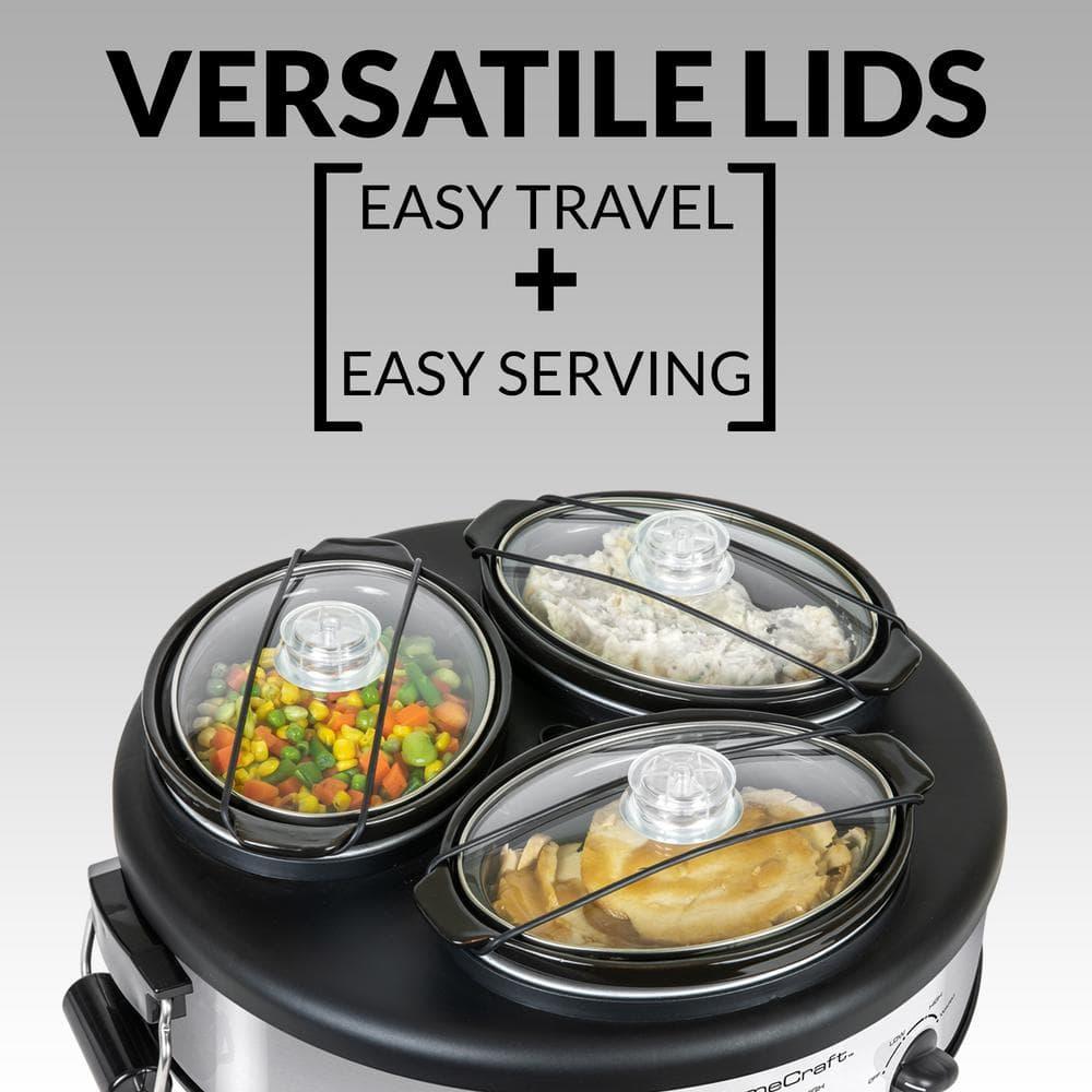 Mega Chef Triple Round Oval 1.5 Quart Stainless Steel Cooker Buffet