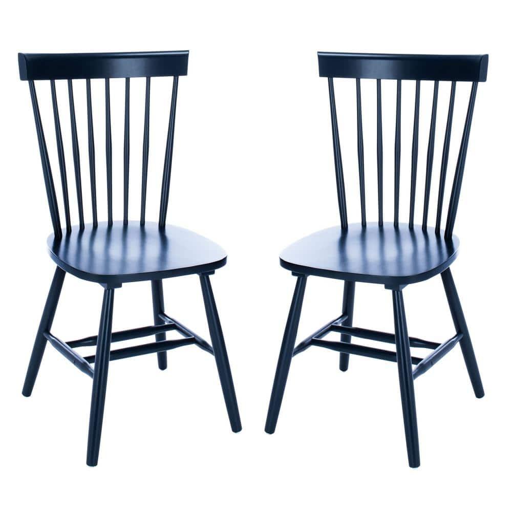 SAFAVIEH Parker Solid 17 in. H Spindle Dining Chair, Navy, Set of 2