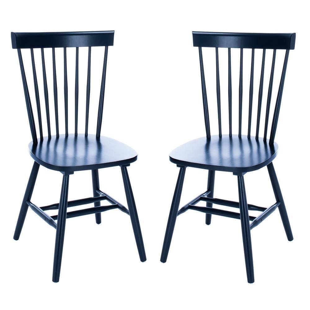 SAFAVIEH Parker Solid 17 in. H Spindle Dining Chair, Navy, Set of 2