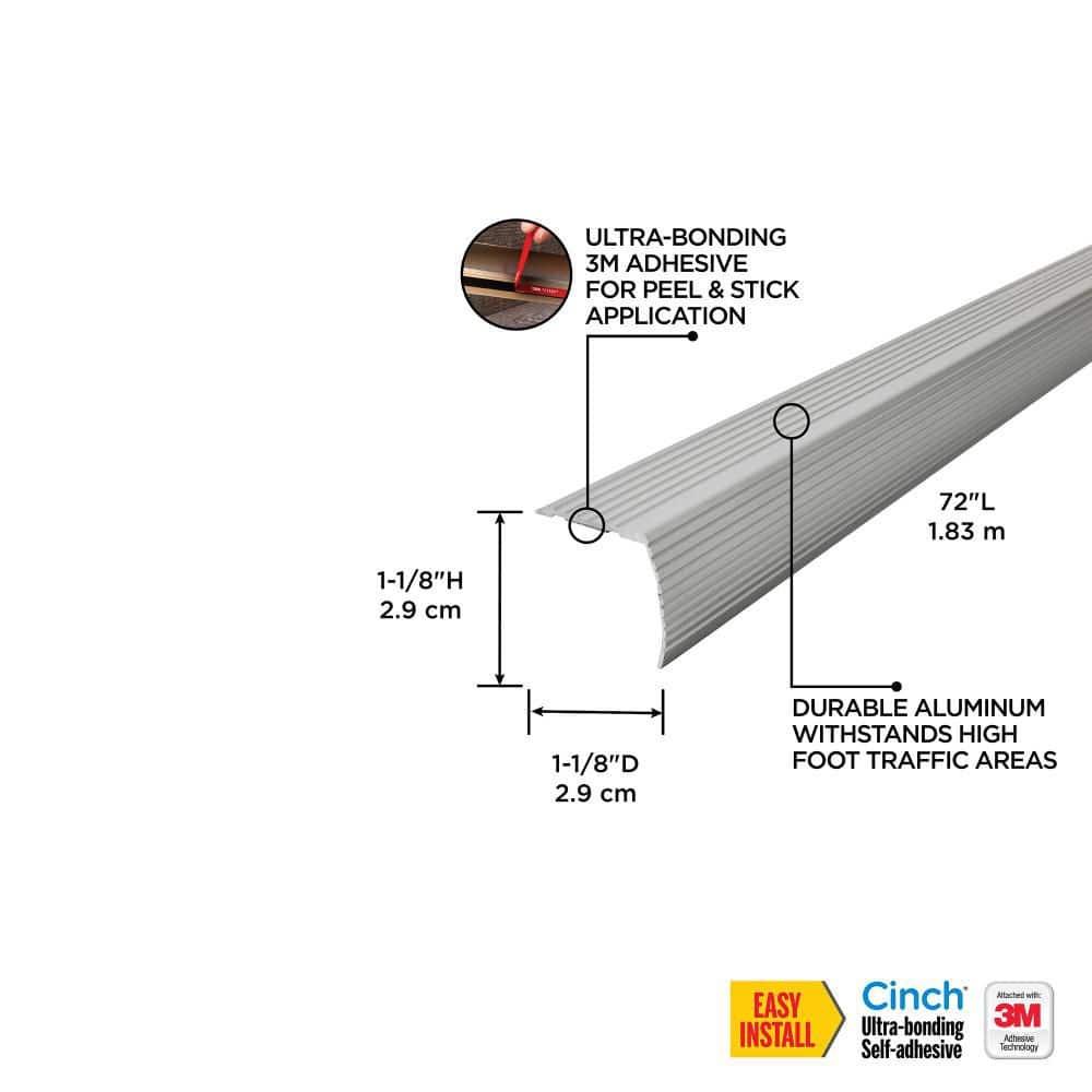 72" Satin Silver Aluminum Fluted Stair Edging