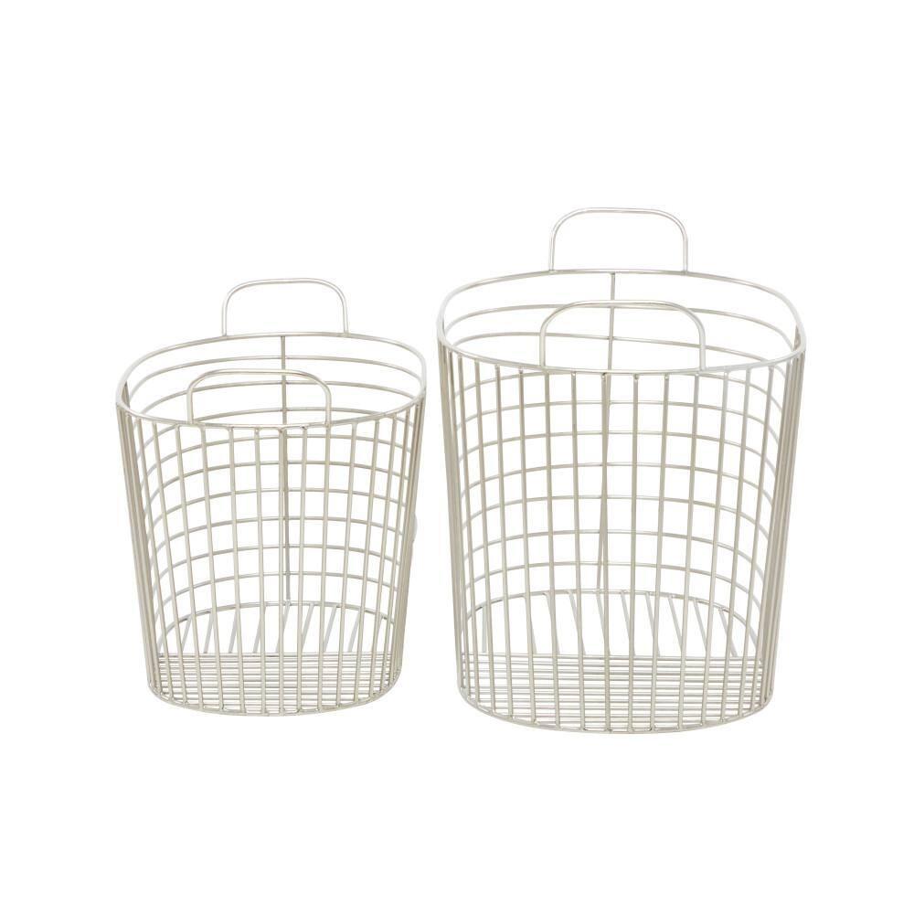 Abbie Metal Basket With Handles - Set of 2